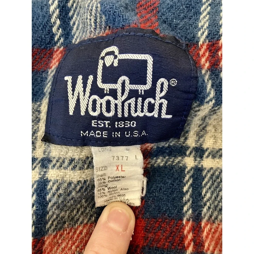 Vtg Woolrich Wool Blend Lined Parka Jacket Mens XL Blue Removable Hood USA Made - Picture 8 of 10